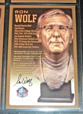 2015 CLASS~HALL OF FAME HOF BUST CARD #D/150 RON WOLF AUTO SIGNED AUTOGRAPH
