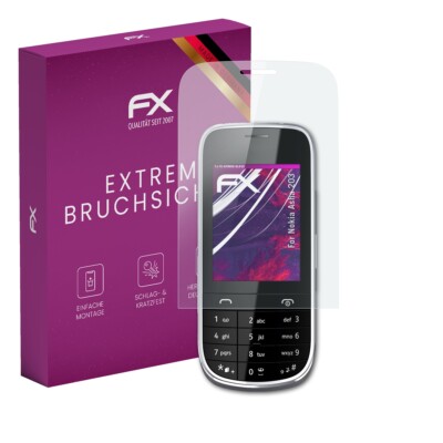 atFoliX Glasfolie für Nokia Asha 203 Displayfolie 9H Schutzpanzer