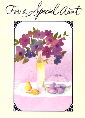 Happy Easter Special Aunt Pear Pears Fruit Purple Flowers Greeting Hallmark Card