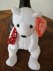 VINTAGE 2000 TY HOLIDAY TEDDY BEAN BAG WHITE BEAR 7"