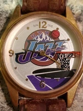 Vintage Mens Utah Jazz Basketball Logo Watch Sun Time John Stockton Era (Z5)