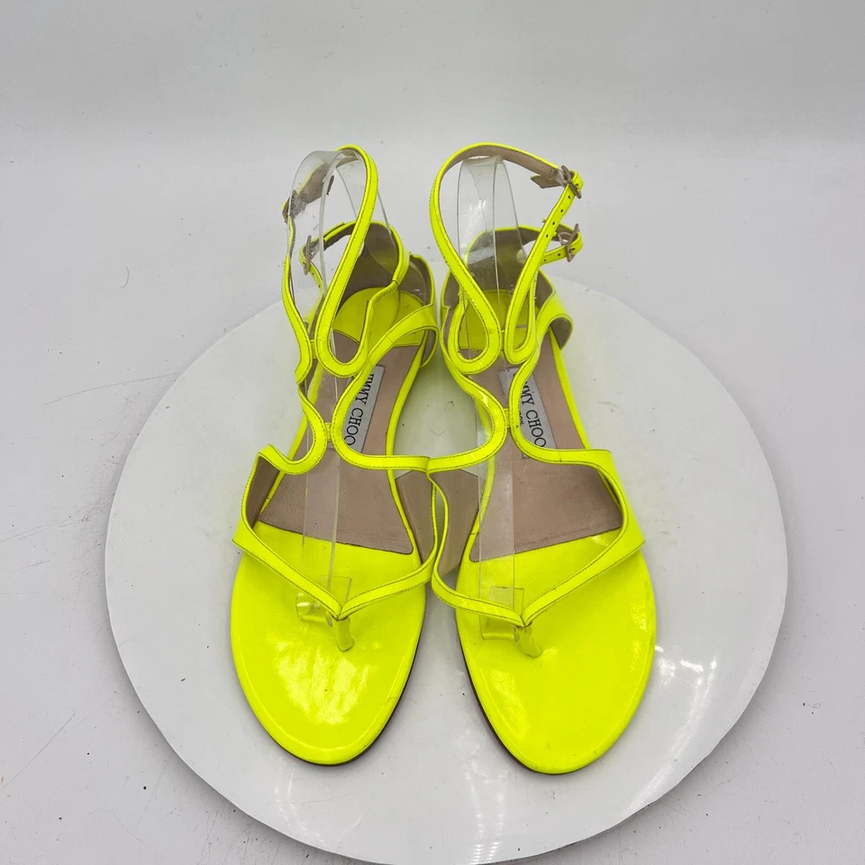 Jimmy Choo Mujer Talla EU 39 US 9 Impactantes Zapatos Gladiador Amarillo Charol Foto 3 de 4