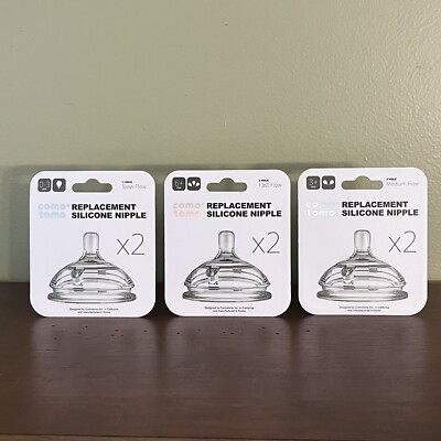 ComoTomo Replacement Silicone Nipple 2-Packs Slow, Medium And Fast (1,2,3)