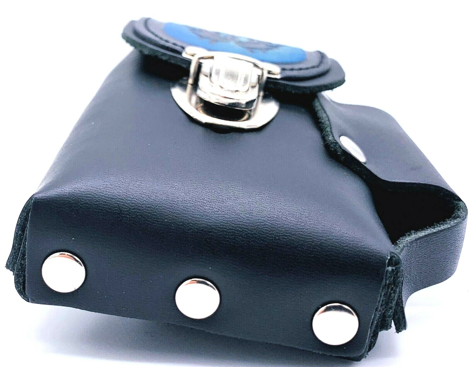 Cigarette Case Black Genuine Leather Lighter Holder Holster Butterfly USA Made 