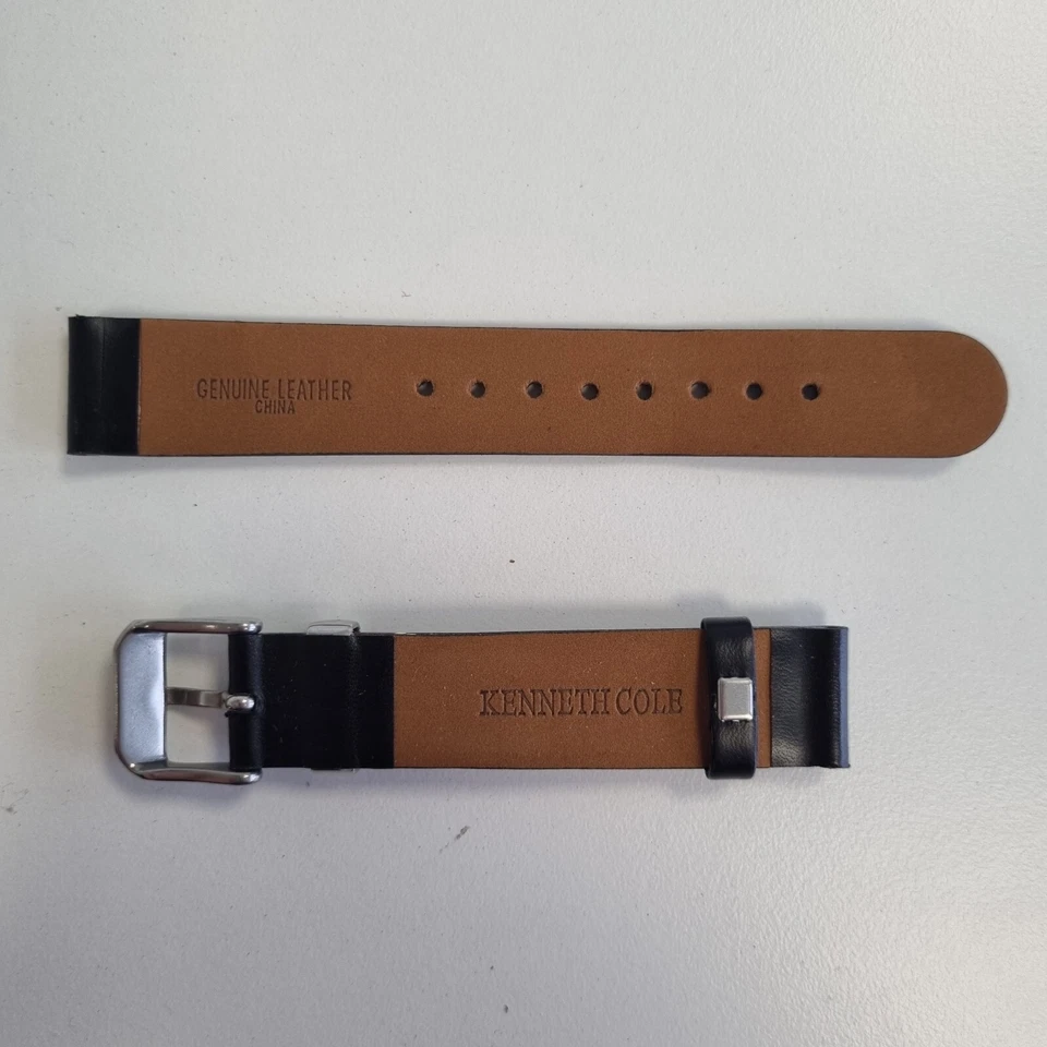 Kenneth Cole New York pulseira de relógio de couro preto 17mm novo estoque antigo (sem pinos) - Imagem 2 de 4