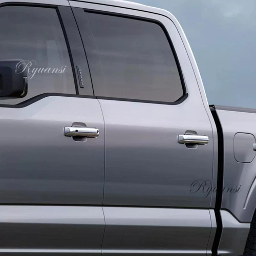 4x Chrome Door Handle Covers Trim For 2021-2025 Ford F150 F-150 w/ Smartkey Hole