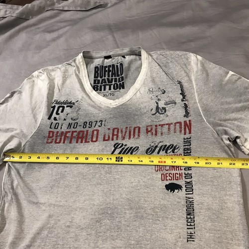 Camicia uomo Buffalo David Bitton extra large grigia stampa grafica scollo V - Foto 8 di 10