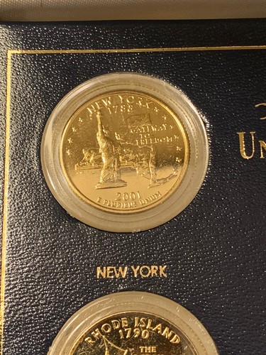Pure 24Kt Gold Plated 2001 State Quarter Collection US Commemorative Gallery NEW - Picture 3 of 7