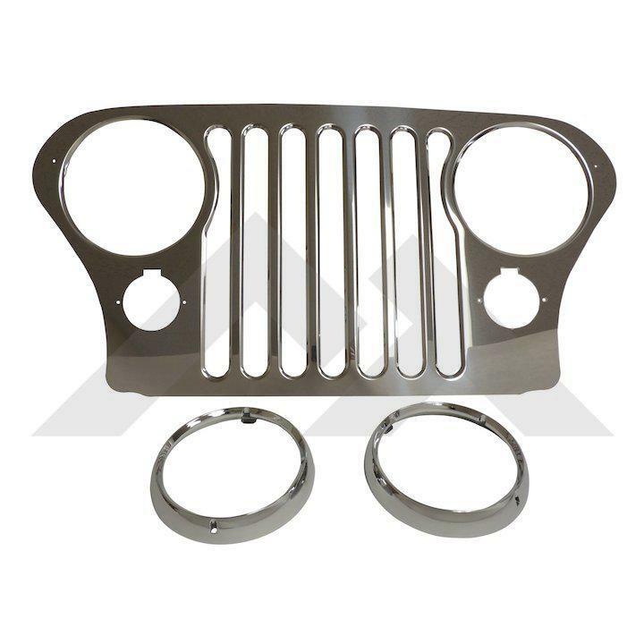 Grille overlay kit CJ en acier noir mat pour calandre de Jeep