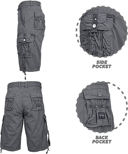 Galaxy Men's Belted Distressed Cargo Work Shorts Multi-Pocket (Size 30-44) NWT - Picture 7 of 15