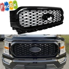 For 2021 2022 2023 Ford F150 F-150 XL XLT Front Bumper Grill Upper Grille Black