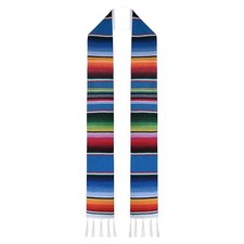 Mexican Hispanic Serape Stole Blue