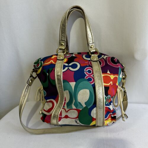 Bolso de Hombro Coach Poppy Pop Signature C Spotlight Glam Multicolor #13830 - Imagen 3 de 12