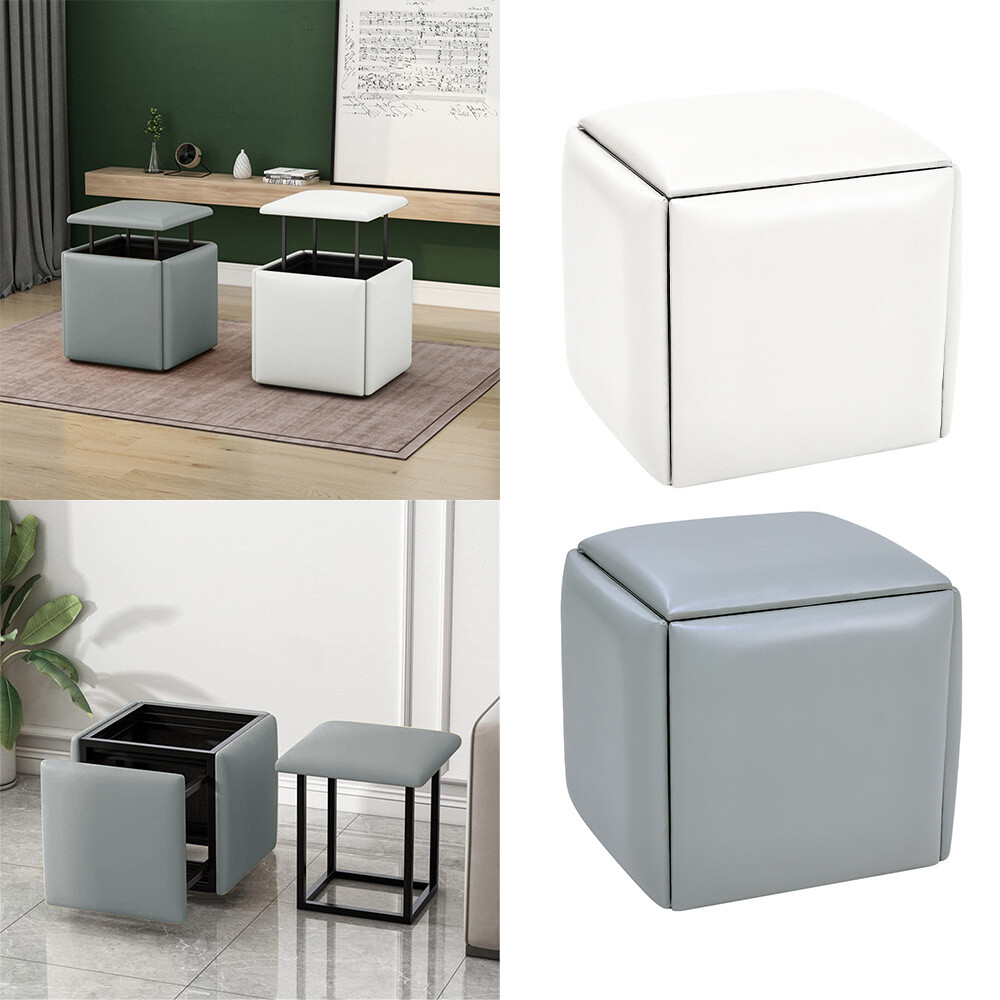Stackable Stools Table In Ottoman Chair Cube Combination Folding