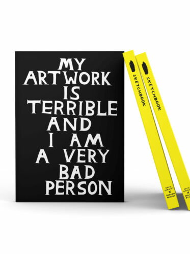 Carnet de croquis de l'artiste David Shrigley « Mon œuvre d'art est terrible » cadeau créatif amusant - Photo 1 sur 5