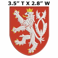 Kingdom of Bohemia Crest Patch Medieval Coat of Arms Embroidered Hook Loop Badge