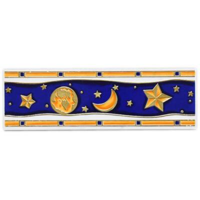 Ersatzfliese Bordüre Atlas Concorde E4697 Stelle blau gelb gold 8 x 25 cm