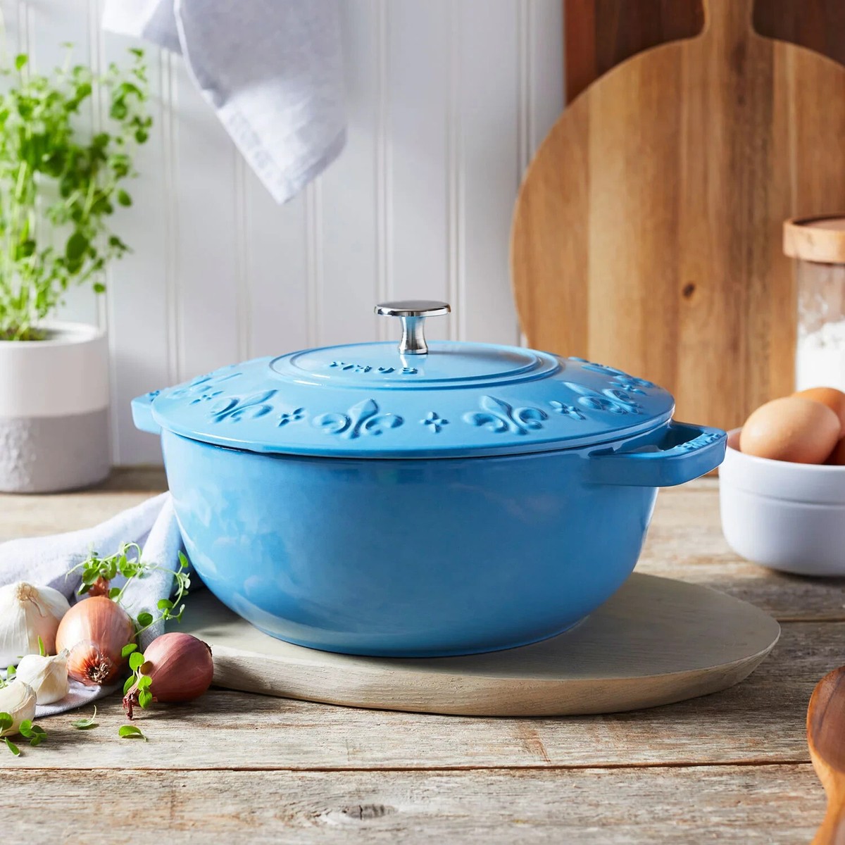 Cocotte Staub Blue Dutch Oven Oval Cast Iron And Enamel Casserole