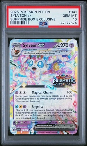 147177674 Sylveon ex 2025 Pokemon Prismatic Evolutions #041/131 Promos PSA 10