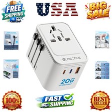 Universal Travel Adapter, 2 USB-C   1 USB-A, Cover 200 Countries  PD 20W, I...