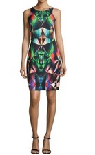 Abito da corsa geometrico nuovo con etichette $375 MILLY PRISM senza maniche taglia 6 multicolore