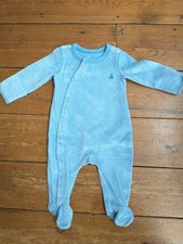 Boys' Baby Gap Babygrow, Blue Striped Soft Velour, 3-6 Months VGC Baby Grow