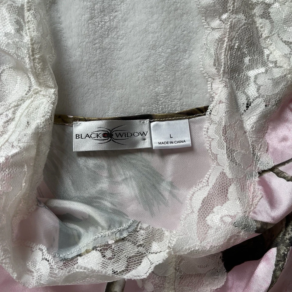 Lingerie/slip feminino Black Widow rosa camuflagem árvore real tamanho G alças ajustáveis - Imagem 4 de 4