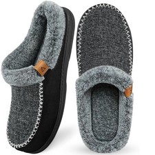 Mens Slippers Slip On Moccasin Indoor Memory Foam House Shoes Warm Fuzzy Comfy