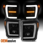For 2011-2016 Ford F250 F350 F450 Super Duty Projector Black Headlight w/LED DRL