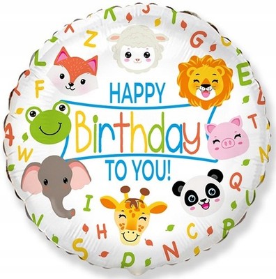 18'' FX-Folienballon - Happy Birthday, Tiere