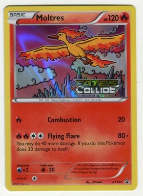 Pokémon TCG Moltres Holo XY Fates Collide Pre-Release Stamped Promo Karte LP