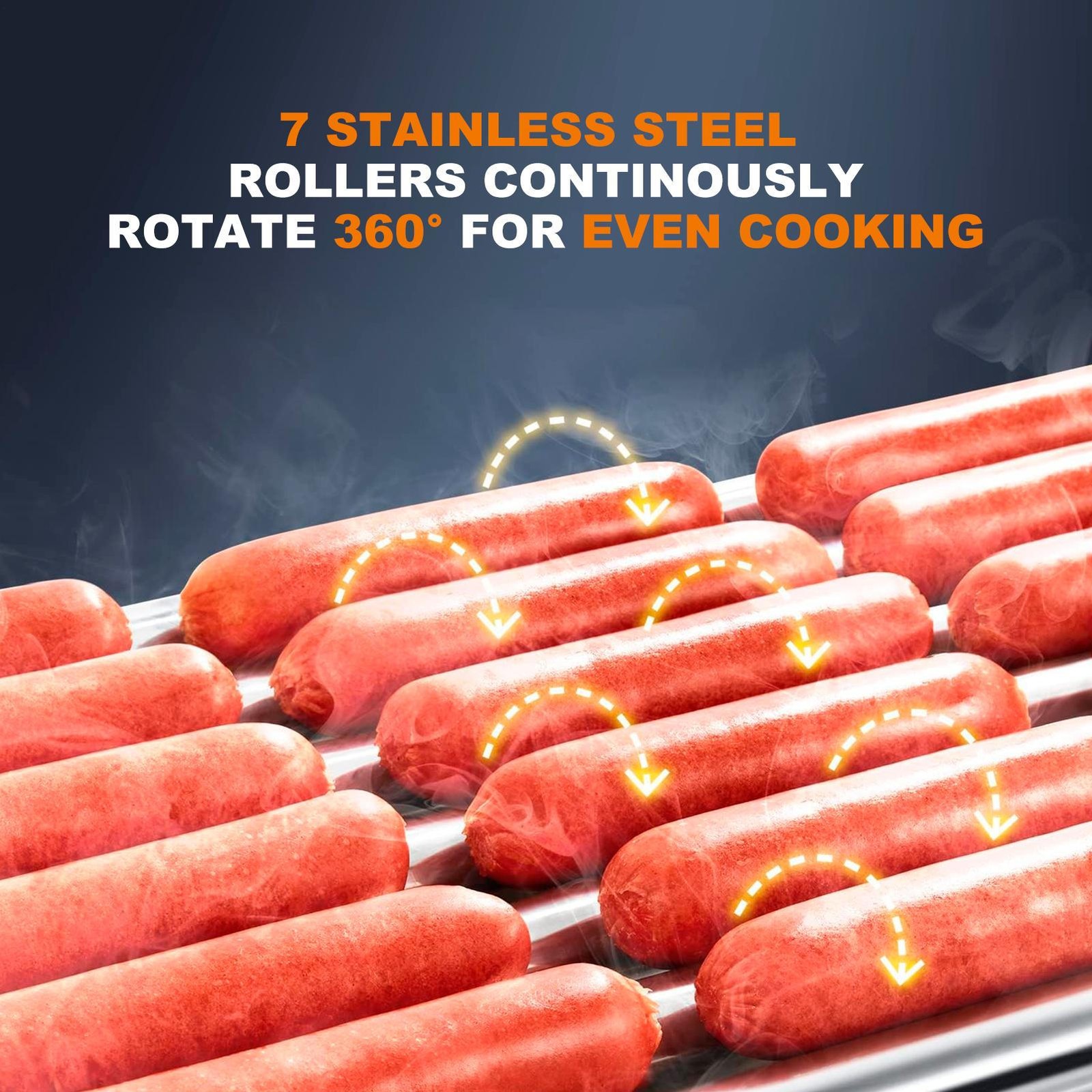 Commercial Electric 18 Hot Dog 7 Roller Grill Cooker Machine 1200w