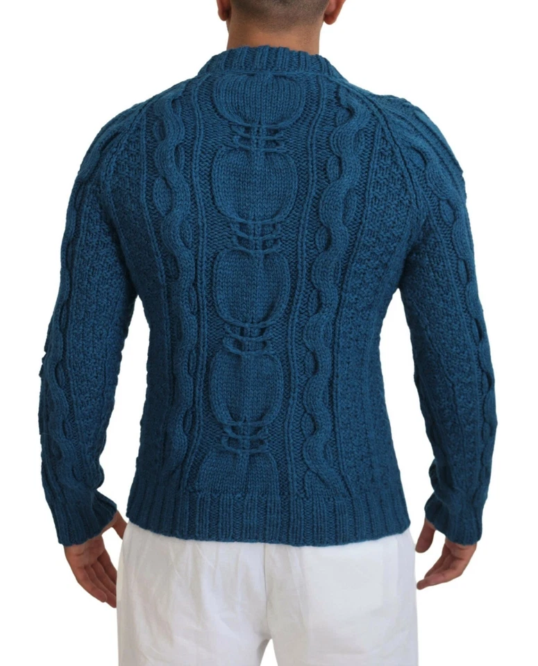 Pullover sweat bleu en laine d'Alpaga tricotée D&G - Photo 4/4