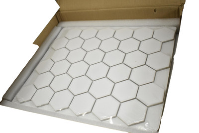 Metro Hex 2 Inch Glossy White Hexagon Mosaic Tile Sheet FXLM2HGW 10 Sheets