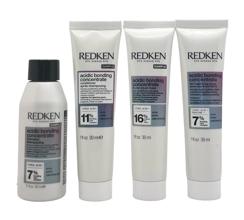 4 PC Redken Acidic Bonding Concentrate Shampoo Conditioner 5 Min Mask 24/7 Serum - Image 2 of 4