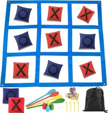 2 in 1 Giant Tic Tac Toe Bean Bag Toss Egg Spoon Relay Race Outdoor Lawn Game