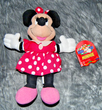 Vintage 1990s Arco Toys Disney Minnie Mouse 10" Plush w/ Tags in Pink Dress