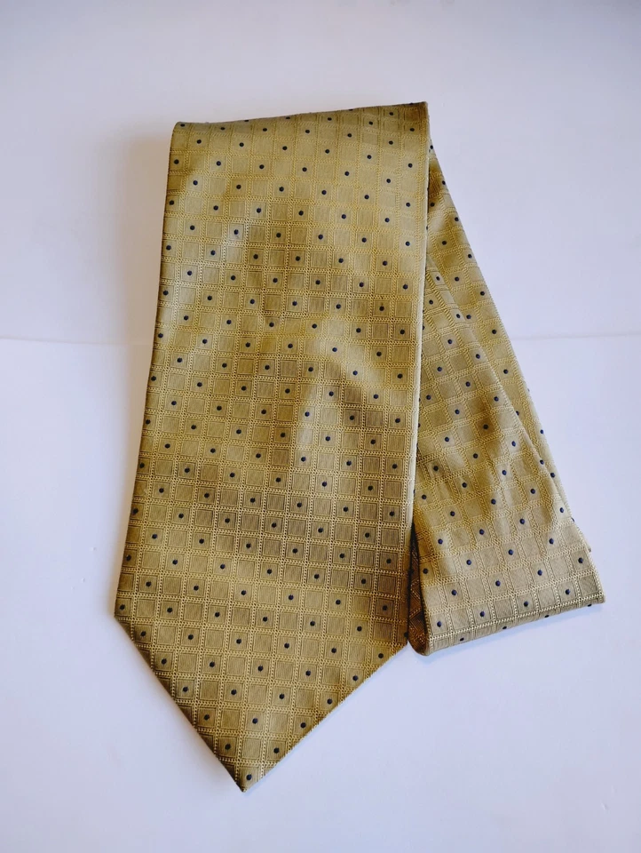 Corbata larga texturizada bordada azul dorado seda pura Valerio Garati de diseñador Foto 4 de 4