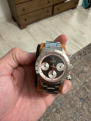 Gevril Tribeca Paul Newman White Panda Chronograph Steel Automatic Watch Limited