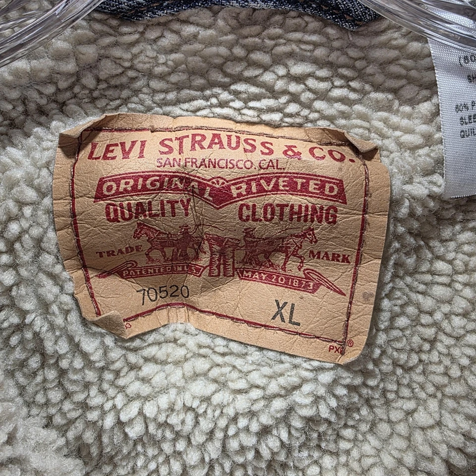 Chaqueta de mezclilla Levis Sherpa Trucker para hombre XL azul forrada de lana Jean 70520 Foto 4 de 4