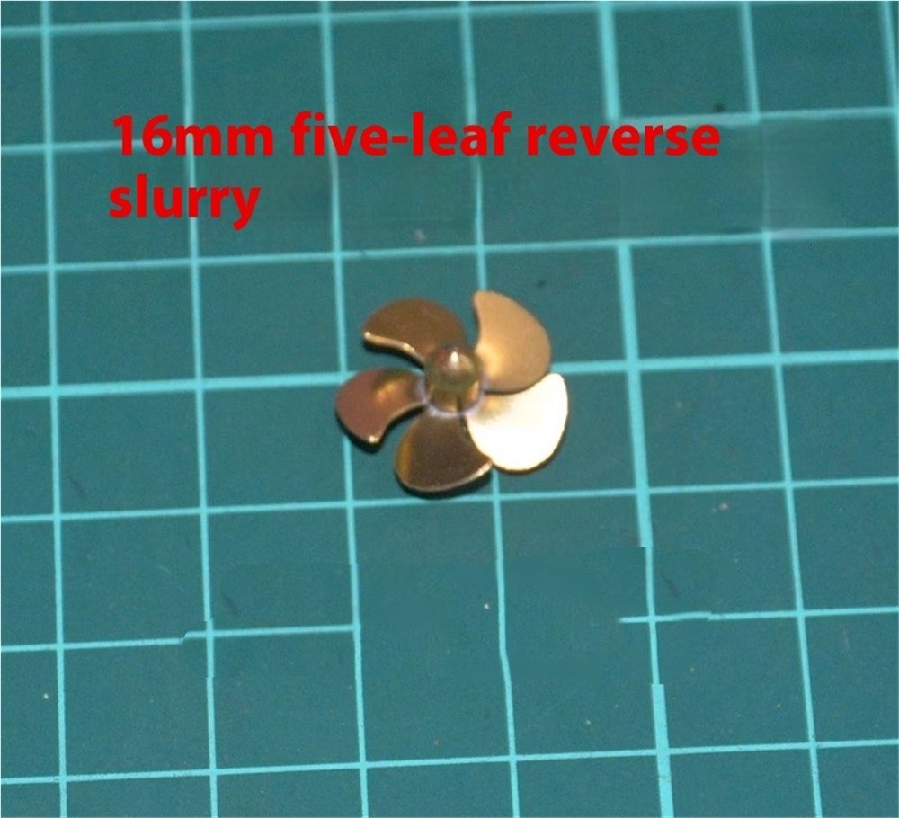 5 Blades 16mm Brass RC Boat Propeller, 2mm Bore, Pair Set for Ship Models