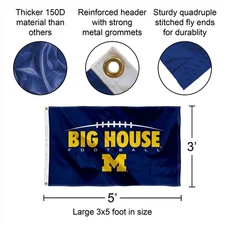 University of Michigan Wolverines Flag UM Big House Large 3x5
