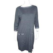 ALYX Women's L Gray and Silver Glitter Midi Sweater Dress 3/4 Length Sleeve