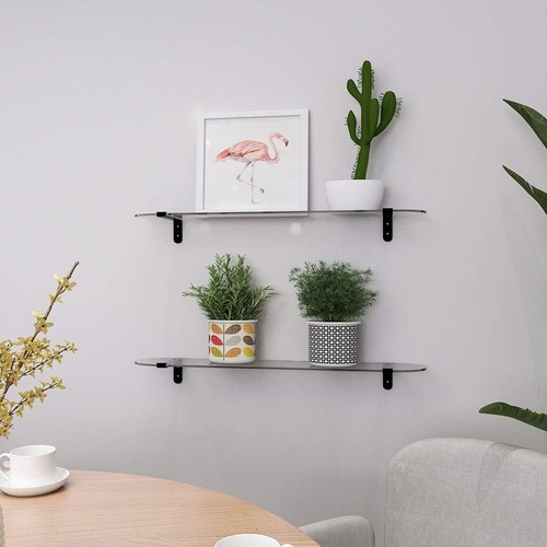 Tempered Glass Bathroom Shelves Wall 5.3"D x 23.2"W x 2.3"H, Clear Coffee - Afbeelding 7 van 9
