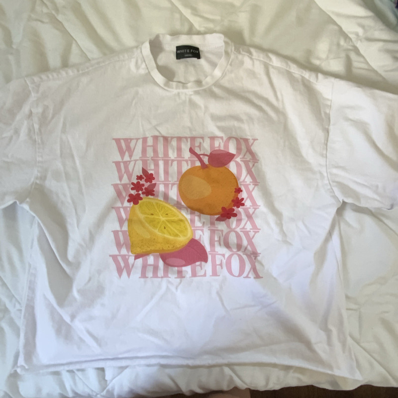 WHITE FOX Women's Fruit Graphic Print Cotton Short Sleeve Crew Neck T-Shirt XS