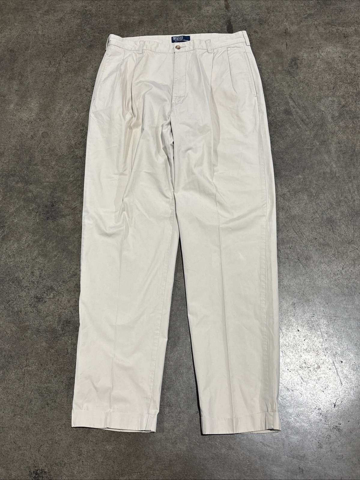 VTG POLO Ralph Lauren khaki Chino Hammond Pants pleated Mens 36x34 preppy casual