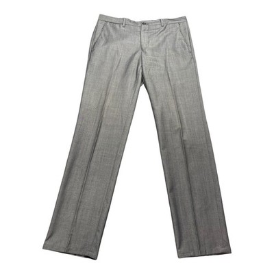 Versace Collection Mens Grey Wool Blend Dress Sharkskin Pants 48 EU-US W34xL33
