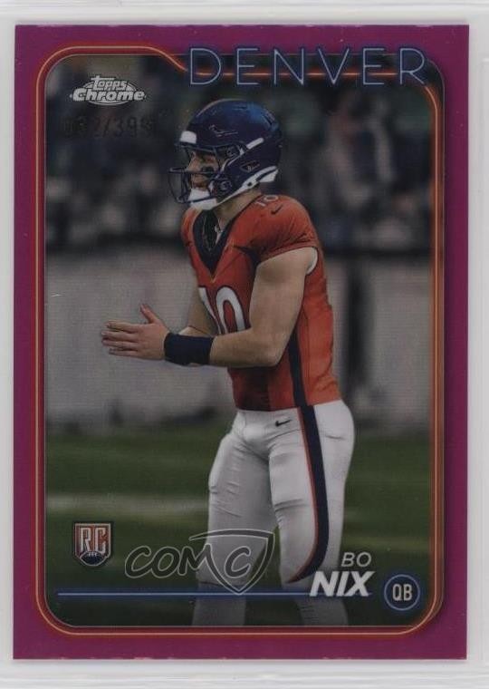 2024 Topps Chrome Rookies Magenta Refractor /399 Bo Nix #206 Rookie RC 07i7