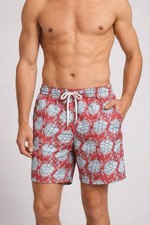 J.Crew Flex Swim Trunks Mens Small 8  Inseam Turtle Print Red Blue NWT Lined