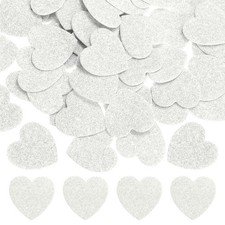 1"x1" Heart Foam Stickers, 120Pcs EVA Glitters Foam Shape Sticker, White